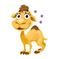 Цветной вариант раскраски верблюжонок в звездах