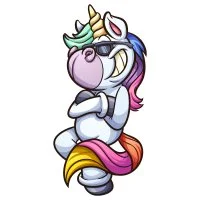 Цветной вариант раскраски крутой единорог