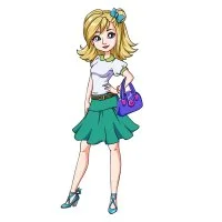 Цветной вариант раскраски бумажная кукла для вырезания виолетта с одеждой: юбка и блузка