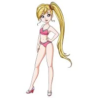 Цветной вариант раскраски бумажная кукла для вырезания диана без одежды