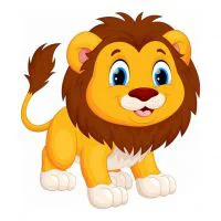 Цветной вариант раскраски лохматый львенок