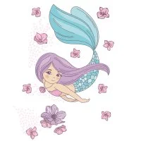 Цветной вариант раскраски русалка под водой в море с большим хвостом