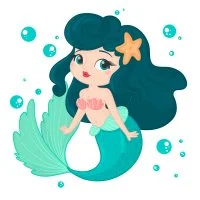 Цветной вариант раскраски красивая морская принцесса русалка