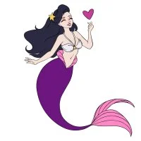 Цветной вариант раскраски русалка красивая девушка барби с хвостом