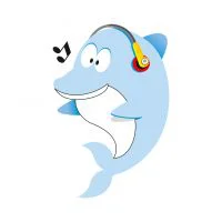 Цветной вариант раскраски слушает музыку дельфин