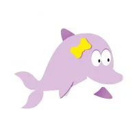 Цветной пример раскраски девочка с бантиком дельфин