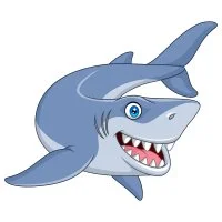 Цветной вариант раскраски акула добрая