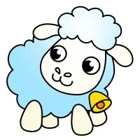 Цветной вариант раскраски милый барашек