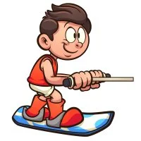 Цветной вариант раскраски вейкбординг мальчик водный вид спорта