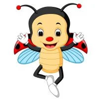 Цветной вариант раскраски мальчик с усиками божья коровка