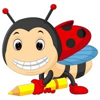 Цветной пример раскраски с карандашом божья коровка