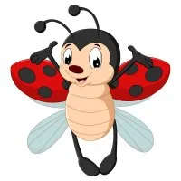 Цветной вариант раскраски распустила крылья божья коровка