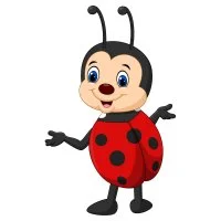 Цветной вариант раскраски с красивой спинкой божья коровка