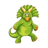 Цветной вариант раскраски идущий динозавр трицератопс