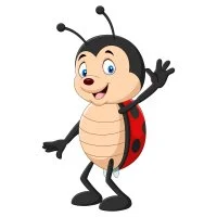 Цветной вариант раскраски машет божья коровка