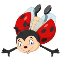 Цветной пример раскраски божья коровка летит вниз