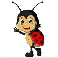 Цветной вариант раскраски милая девочка божья коровка