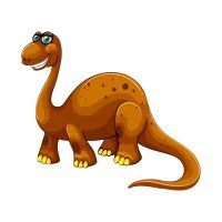 Цветной вариант раскраски довольный динозавр