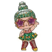 Цветной вариант раскраски кукла лол tinsel мишура блестящая в очках звезды