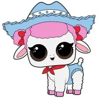 Цветной вариант раскраски лол питомец танцующий ягненок девочка