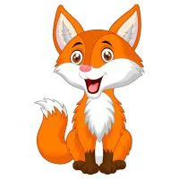 Цветной пример раскраски счастливая лиса