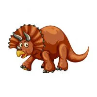 Цветной вариант раскраски осмотрительный динозавр трицератопс