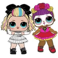 Цветной вариант раскраски куклы лол 80-е би би и беби бонито