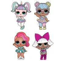 Цветной вариант раскраски много кукол лол на одном листе