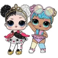 Цветной вариант раскраски куклы лол королева сердец и бон бон в очках