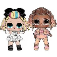 Цветной вариант раскраски куколки лол 80е би би и инстаголд