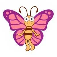 Цветной вариант раскраски милая бабочка