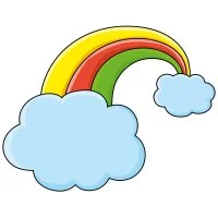 Цветной вариант раскраски радуга и тучка