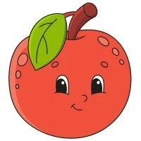 Цветной вариант раскраски яблочко с глазками