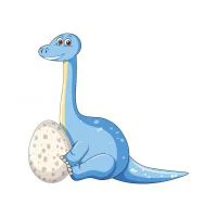 Цветной вариант раскраски динозавр сидит у яйца