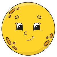 Цветной вариант раскраски луна с глазками