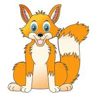 Цветной вариант раскраски лиса в хорошем настроении