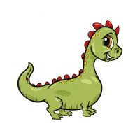 Цветной вариант раскраски крошка-динозаврик