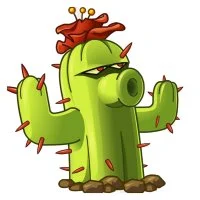 Цветной вариант раскраски кактус с шипами