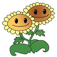 Цветной вариант раскраски двойной подсолнух