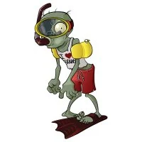 Цветной пример раскраски зомби с трубкой и в маске