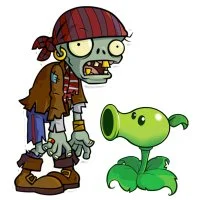 Цветной вариант раскраски зомби пират и горох