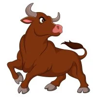 Цветной вариант раскраски красивый сильный бык