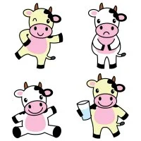 Цветной вариант раскраски коровки с молоком