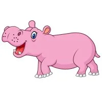 Цветной вариант раскраски пузатенький бегемот