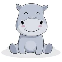 Цветной вариант раскраски милашка бегемотик