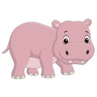 Цветной пример раскраски чистенький малыш бегемотик