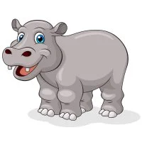 Цветной пример раскраски гиппопотам