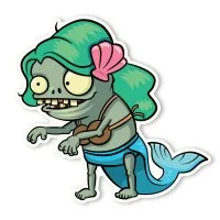 Цветной вариант раскраски зомби русалка