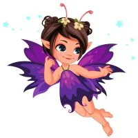 Цветной вариант раскраски цветочная фея