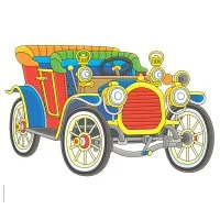 Цветной пример раскраски ретро кабриолет